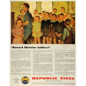  1943 Ad Republic Steel WWII Children Church Choir 
