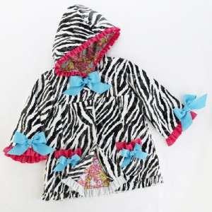NWT Mud Pie Zebra Toddler Girls Raincoat 12 18 Months  