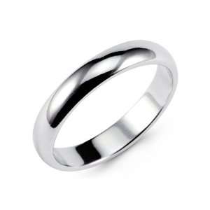  Solid 14k White Gold Wedding Band Dome Anniversary Ring 