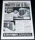 1937 OLD MAGAZINE PRINT AD, 1938 DE SOTO, SMARTEST CARS TO SELL