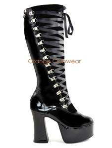 DEMONIA SLUSH 219 Womens Corset Ribbon Knee High Gothic Platform Boots 