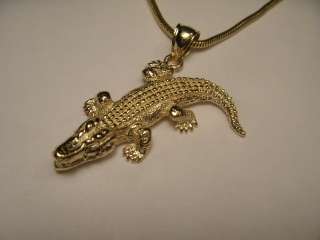 Rare 14K Solid Gold Alligator Crocodile Pendant Slide  
