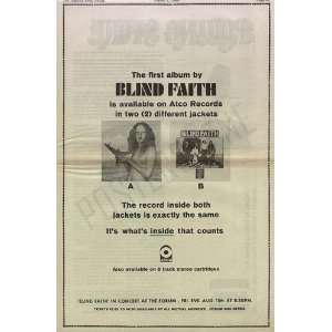 Blind Faith Clapton LP Promo Concert Poster Ad 1969 
