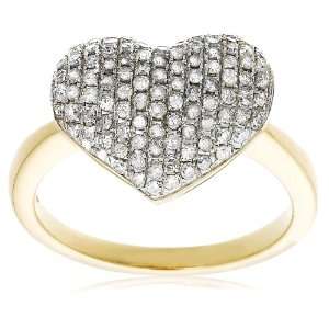  Gold Diamond Pave Heart Ring (3/4 cttw, I J Color, I3 Clarity), Size 6