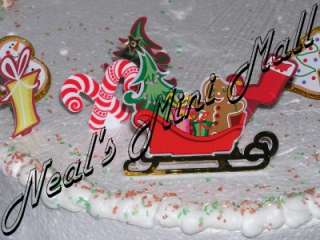 NIP Christmas Gingerbread Sleigh cake topper   9 pc   