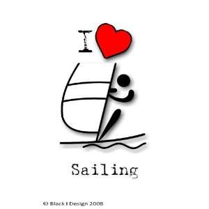  I Love Sailing 3 inch x 2 inch Clear Acrylic Fridge Magnet 