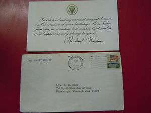 Richard Nixon singed birthday card with envelope 1969  