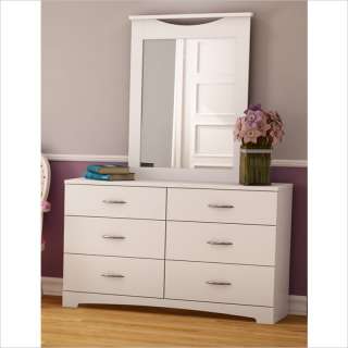 South Shore Maddox 6 Drawer Double Pure White Finish Dresser 