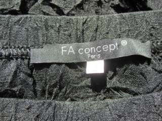 NWOT FA Concepts Franck Anna Paris Art to Wear Sheer Black Crinkled 