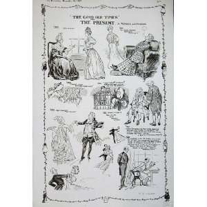  1907 Drawing Good Old Times Present People Men Women