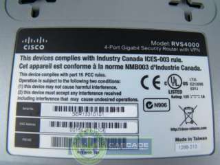 Cisco 4 Port Gigabit Security Router w/VPN RVS4000  