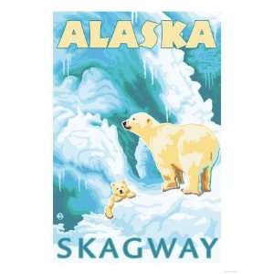  Polar Bears & Cub, Skagway, Alaska Giclee Poster Print 