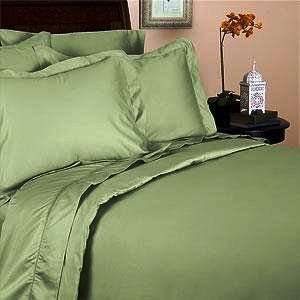   Sateen Single Ply Yarn Bed Sheet Set (Sage) Queen.