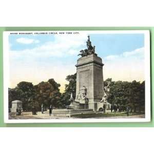  Postcard Maine Monument and Columbus Circle NYC 