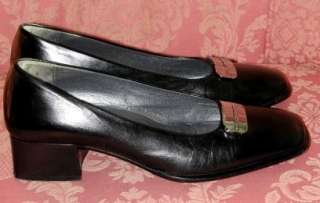   FABIANI Italy   Black leather silver logo shoes   6.5 M  