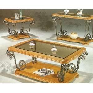  (3) PIECE COFFEE TABLE SET ANTIQUE & SILVER FINISH