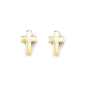    14k Yellow Gold Small Cross Earrings by Bob Siemon Jewelry