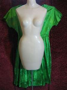 Vintage 1950s Green Satin Shirtwaist Dress~Extra Large~Fat Betty on 