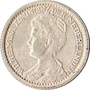 1918 Netherlands 25 Cents Silver Coin Wilhelmina I KM#146  