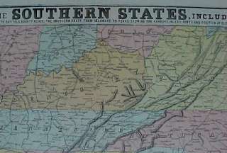 1863 Civil War Map SOUTHERN STATES Scott Coast Blockade  