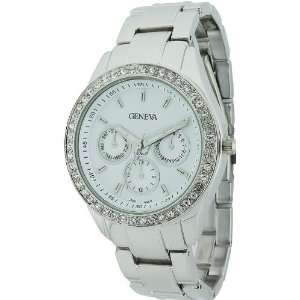   Round Shape Women Link Watch with Crystal Around the Face. Everything