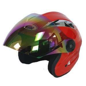  Motorcycle Street Bike Open Face 3/4 Adult Helmet Red 