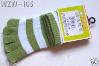 Pairs striped women Five Toe Socks assorted Colo  