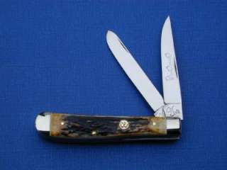 COLONEL COON BY QUEEN CUTLERY GENUINE STAG MINI TRAPPER KNIFE USA LE 