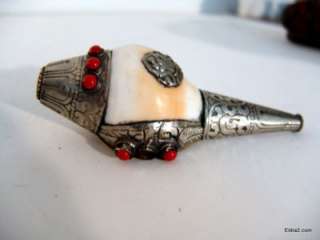 Antique Shell Horn Silver Conch Trumpet from Tibet  