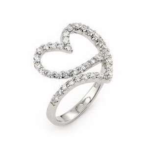   Sterling Silver Cubic Zirconia Heart Shape Ring   RingSize 7: Jewelry