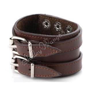 Cool Adjustable Fashion UniSex Belt Buckle Leather Bracelet