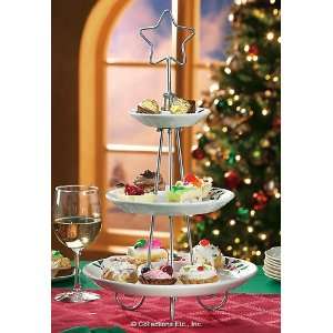  3 Tier Cookie Tray Serving Dishes with Star Handle 