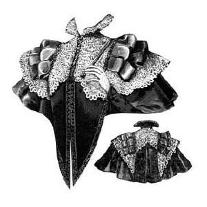  1896 Black Satin Cape with Lace Pattern 