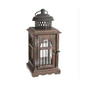   French Inspired Aged Wood Votive Candle Holder Lantern: Home & Kitchen
