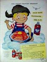 1955 Karo Corn Syrup Little Boy Cartoon Art Kitchen Ad  