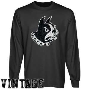 Wofford Terriers Charcoal Distressed Logo Vintage Long Sleeve T shirt 