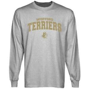  NCAA Wofford Terriers Ash Logo Arch Long Sleeve T shirt 