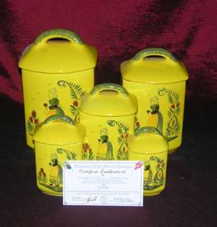 This Rectangular Spice Canister Set is handpainted, signed, numbered 