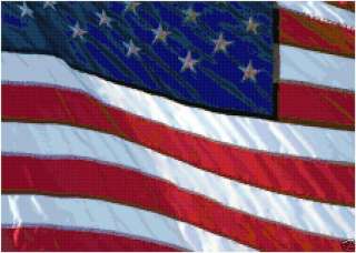 American U. S. Flag Counted Cross Stitch Pattern  