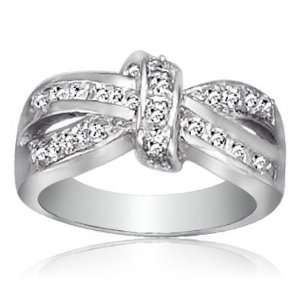  Criss Cross Love Knot CZ Sterling Silver Ring   7 