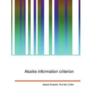  Akaike information criterion Ronald Cohn Jesse Russell 