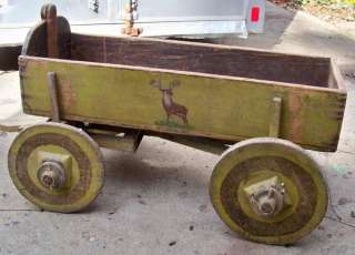 Antique European Wood Wagon Cart, Believe Circa 1780, Wooden Wheels 