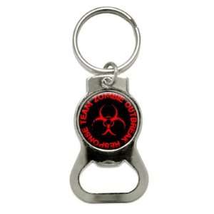 Zombie Outbreak Response Team   Red   Bottle Cap Opener Keychain Ring