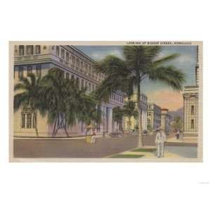 Honolulu, HI   View of Bishop St. Premium Poster Print, 12x16  