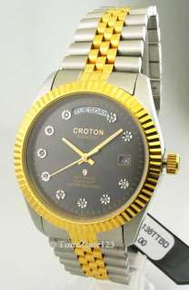 CA301138TTBD Croton Date Diamond Fashion Mens New Watch  