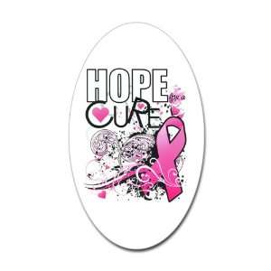  Sticker (Oval) Cancer Hope for a Cure   Pink Ribbon 