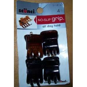  Scunci No Slip Grip 4 Pc Hair Clips (Brown/Black) Beauty