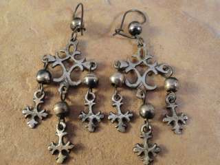 Mexico Mexican Sterling Silver Yalalag Cross Earrings  