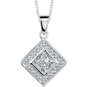   Shaped Dangle pendant With bezel Set Princess cut CZ: Peora: Jewelry