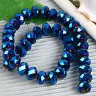 40Pcs *Faceted* Blue Crystal Glass Rondelle Bead 7x10mm